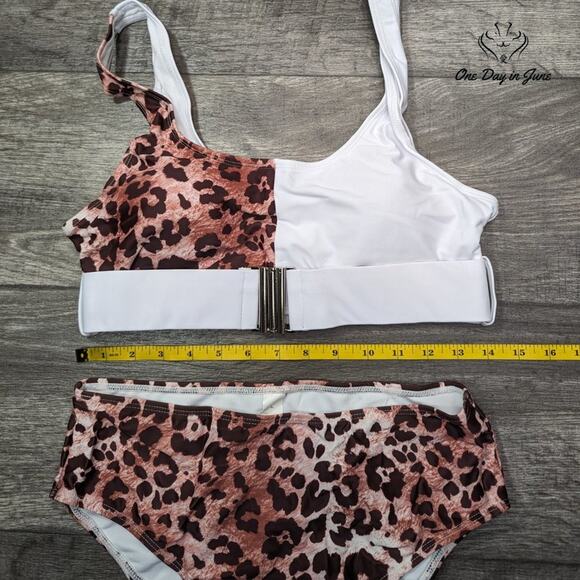 Combor Buckle Front Leopard Bikini Swimsuit Size L - Picture 4 of 5